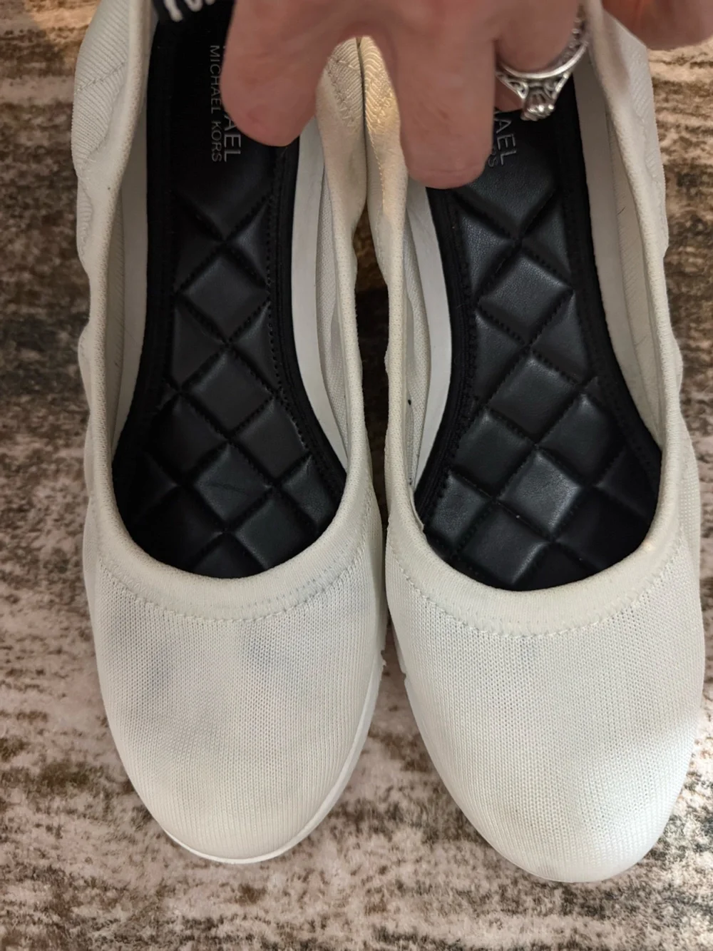 Michael Kors White Upton Ballet Slip-On Sneakers-logo at the heel (10-ladies) - Picture 4 of 12